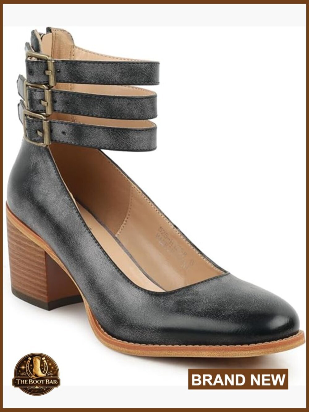 Chunky Round Toe Mary Janes Adjustable Buckles Back Zipper Heels